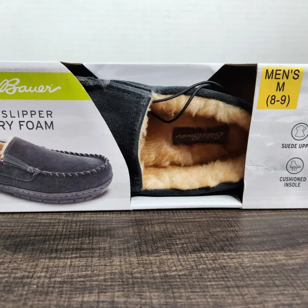 Eddie Bauer suede slipper memory foam size 8-9 NWT